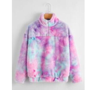 Tie Dye Quarter Zipper Flannel Sweatshirt